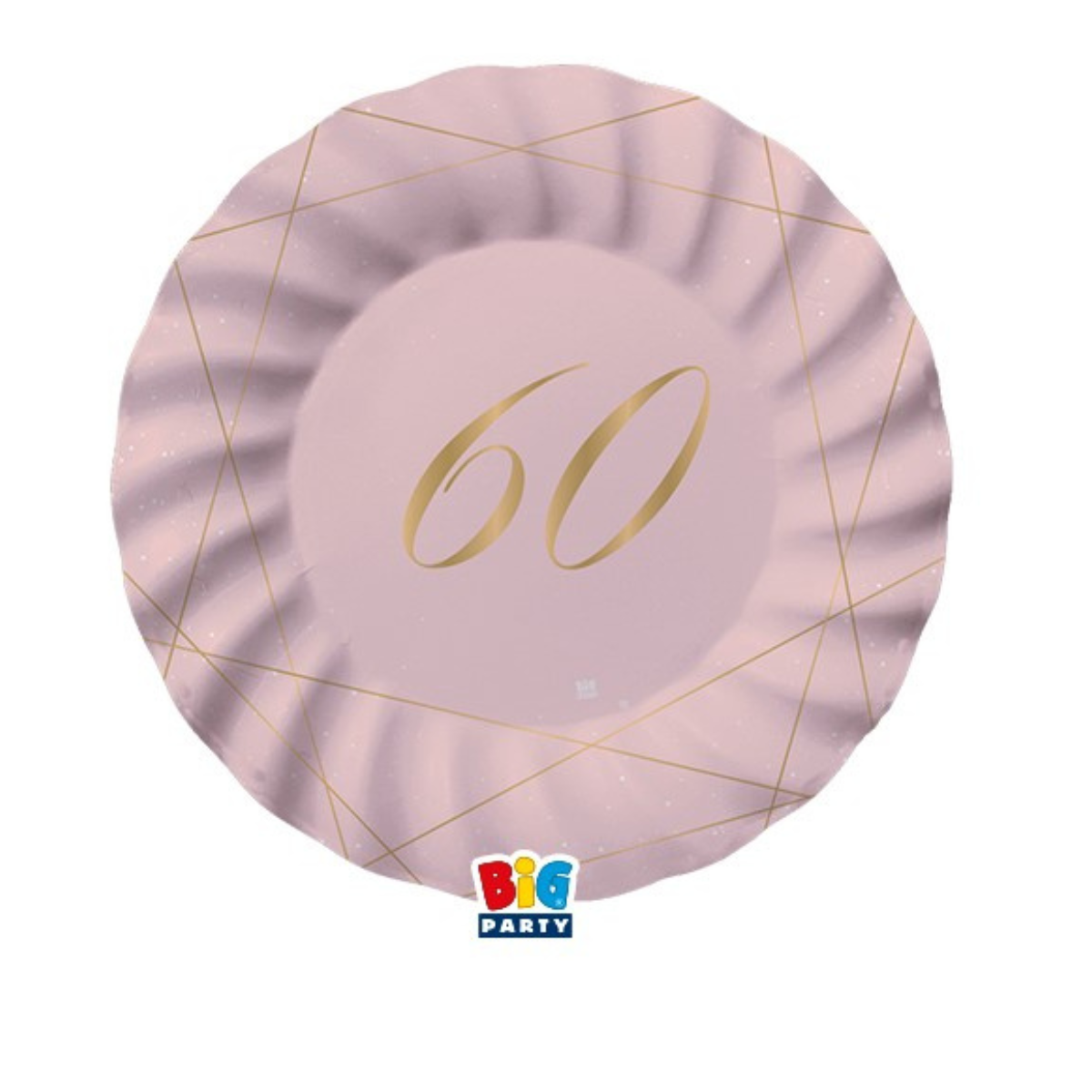 Piatti a tema 60° compleanno rosa gold 20 cm 8 pezzi in carta