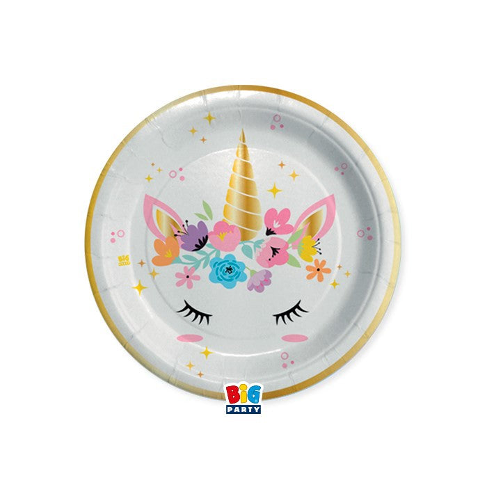 Piatti a tema unicorno 18 cm 8 pezzi in carta