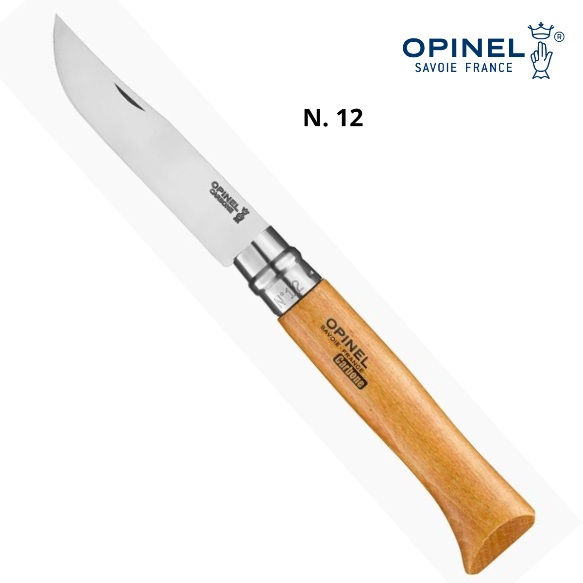 Coltello Opinel acciaio al carbonio lama 12 cm grande, con manico faggio tascabile richiudibile