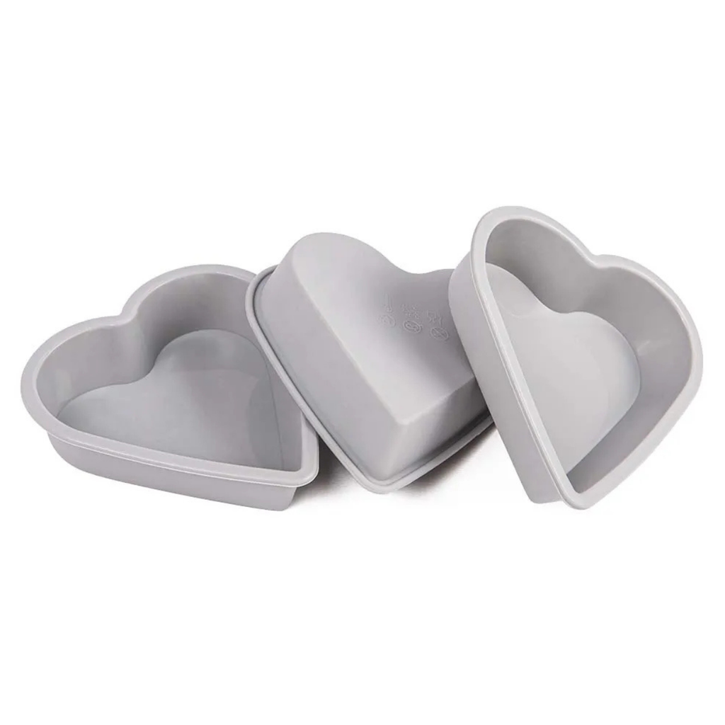 Set da 3 stampi in silicone per dolci stampo a forma di cuore attrezzi pasticceria mini cake