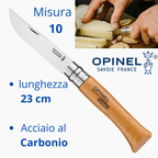 Coltello Opinel acciaio al carbonio lama 10 cm manico in faggio tascabile richiudibile