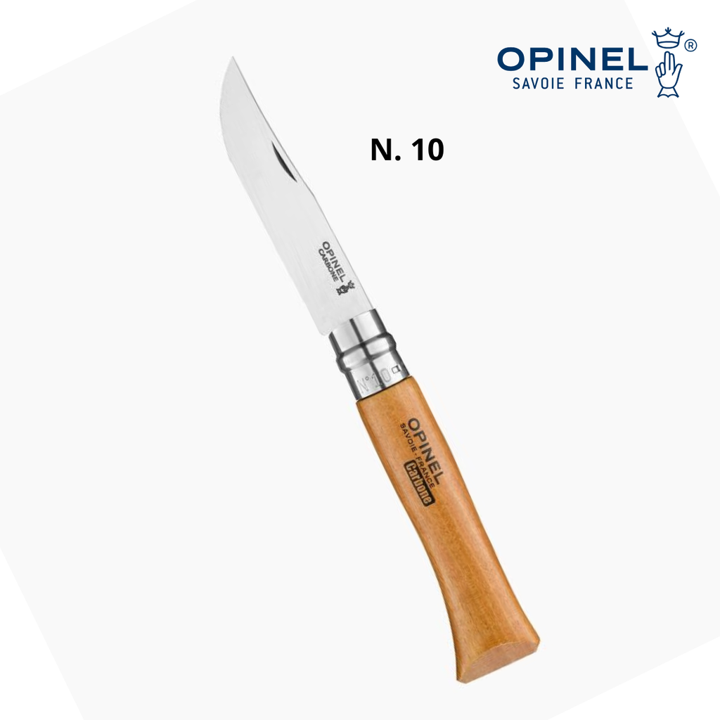 Coltello Opinel acciaio al carbonio lama 10 cm manico in faggio tascabile richiudibile