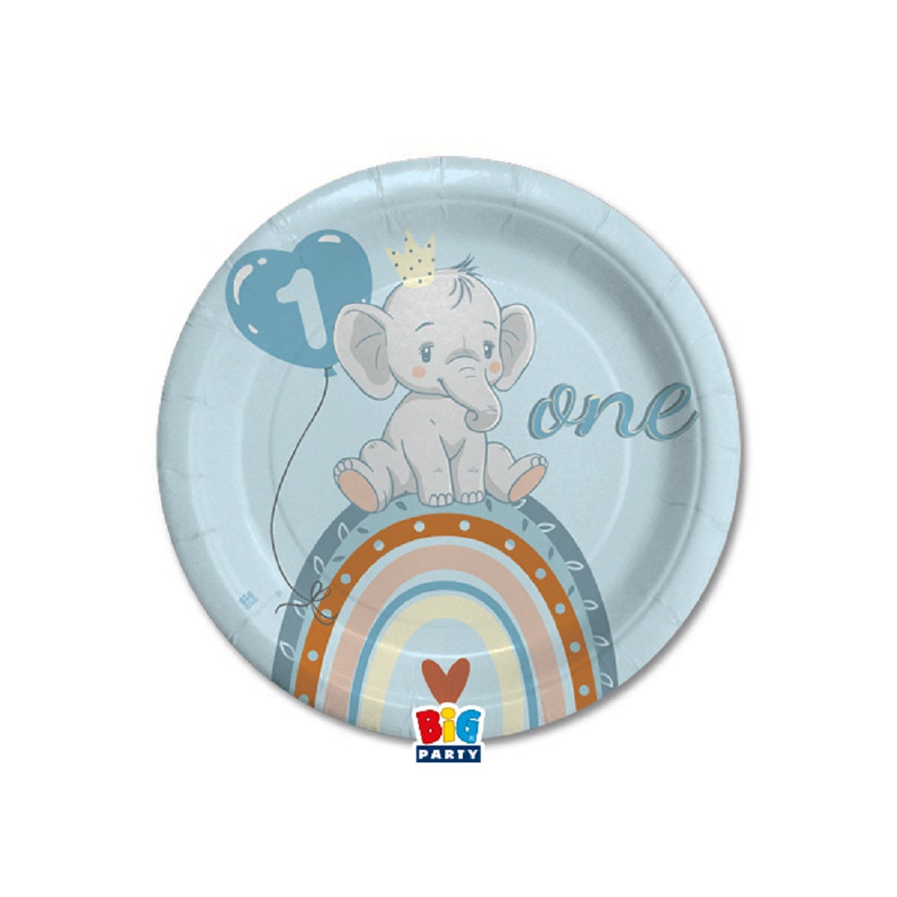 Piatti a tema primo compleanno  bambino celeste 18 cm 8 pezzi in carta