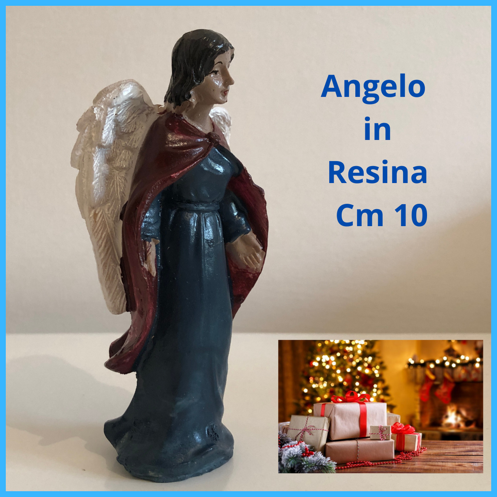 Angelo preseppe in resina 10 cm Statuina decorazioni natalizie