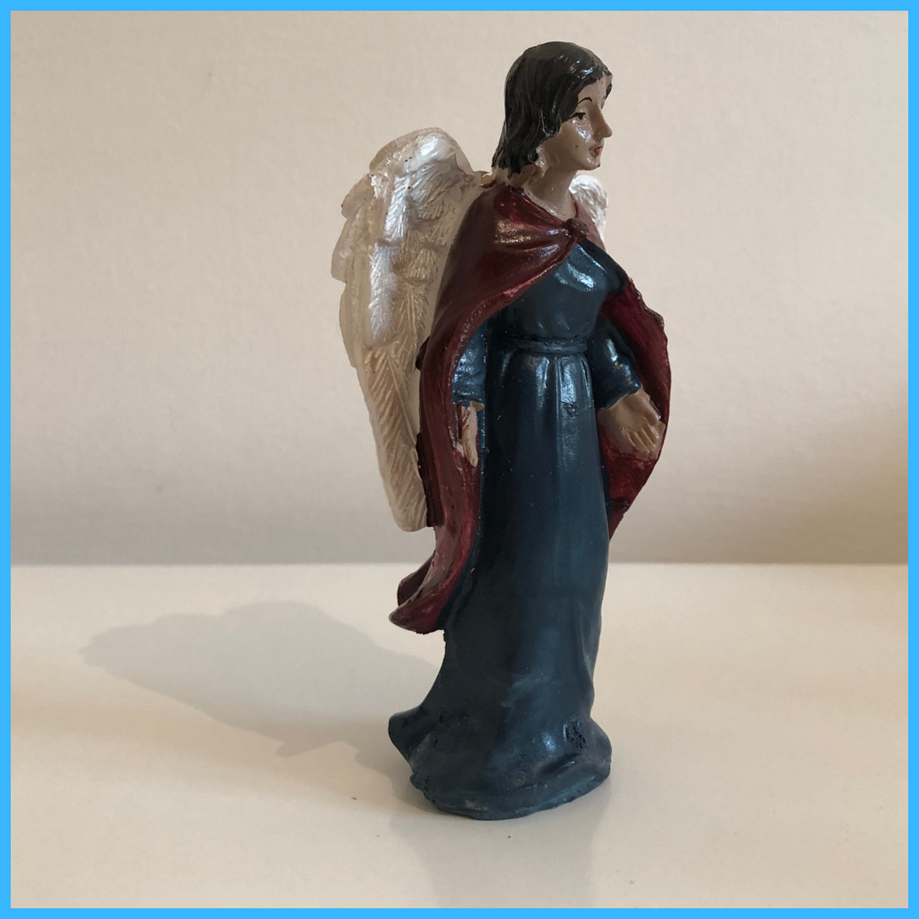 Angelo preseppe in resina 10 cm Statuina decorazioni natalizie
