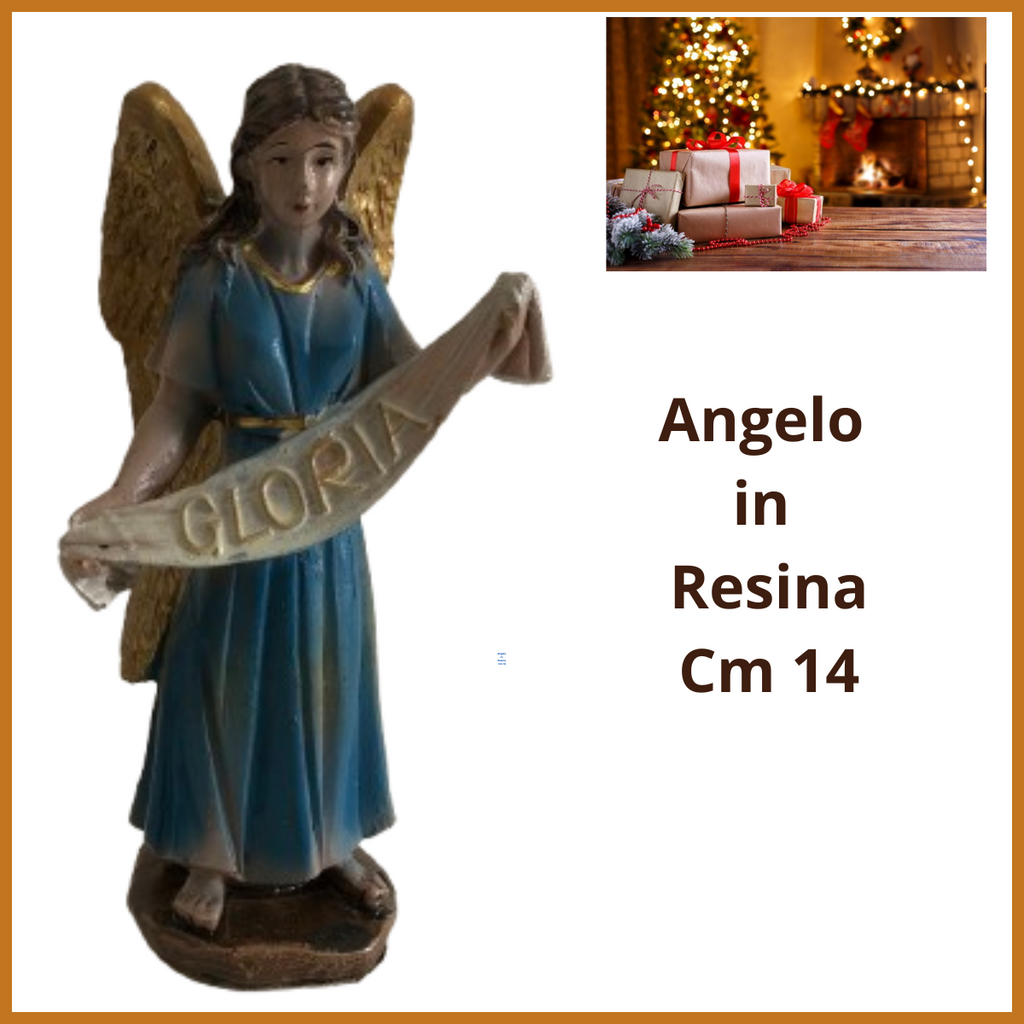 Angelo preseppe in resina 14 cm Statuina decorazioni natalizie