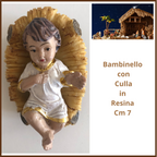 Bambinello con culla preseppe in resina 7 cm Statuina decorazioni natalizie Gesù bambino