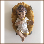 Bambinello con culla preseppe in resina 7 cm Statuina decorazioni natalizie Gesù bambino