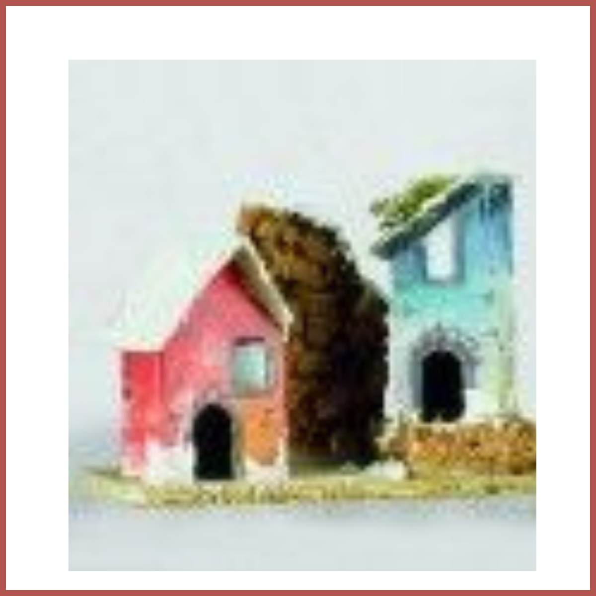 5 Casette per presepe artigianale cartapesta antico decorazioni natale vintage