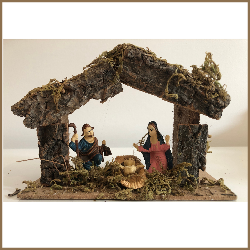 Capanna presepe artigianale natale nativita sacra famiglia decorazioni natalizie