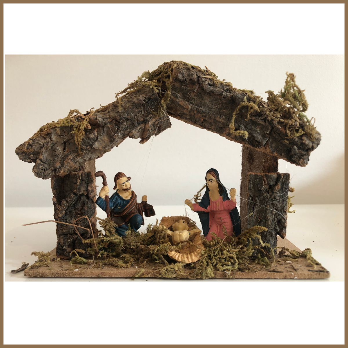 Capanna presepe artigianale natale nativita sacra famiglia decorazioni natalizie