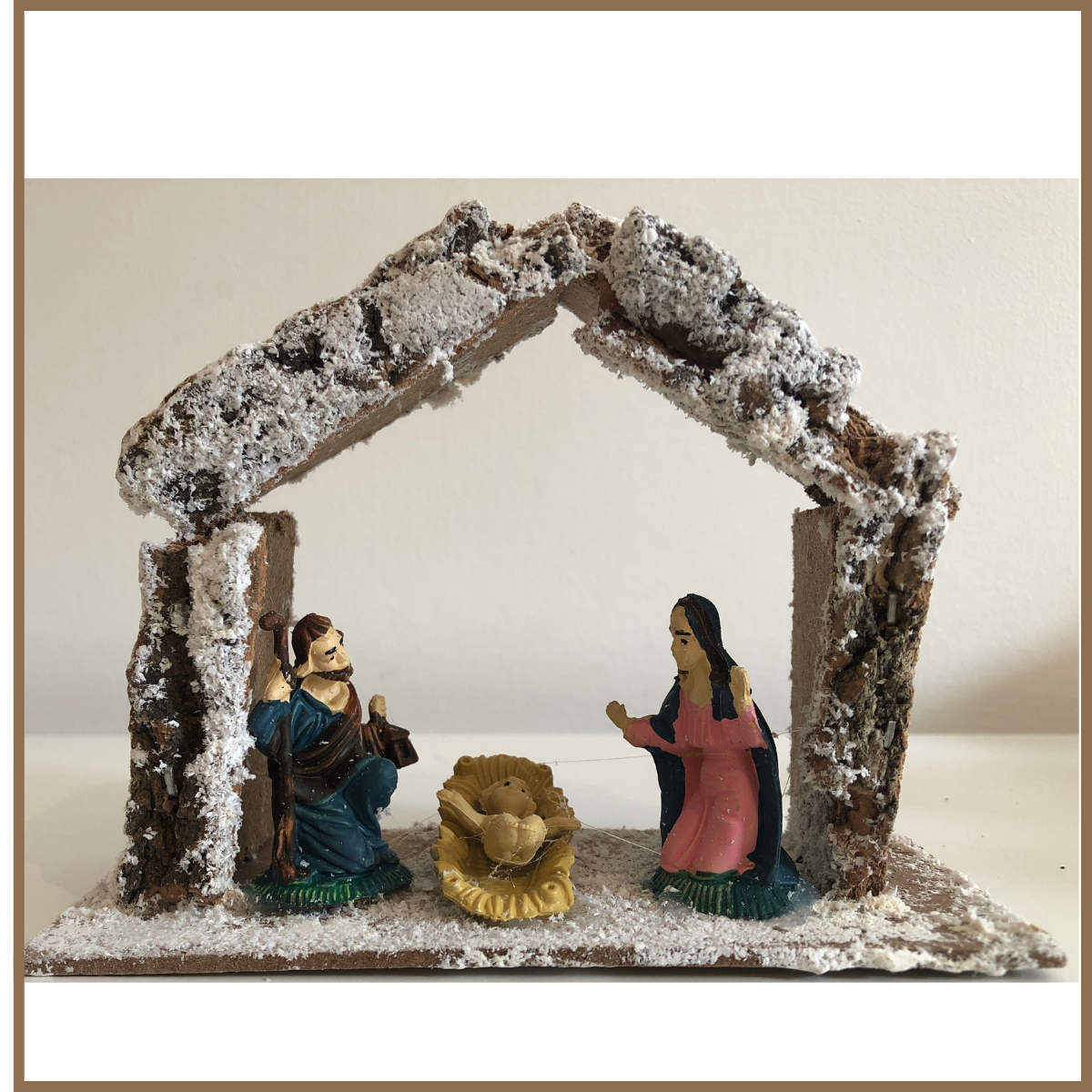 Capanna presepe artigianale natale nativita sacra famiglia decorazioni natalizie