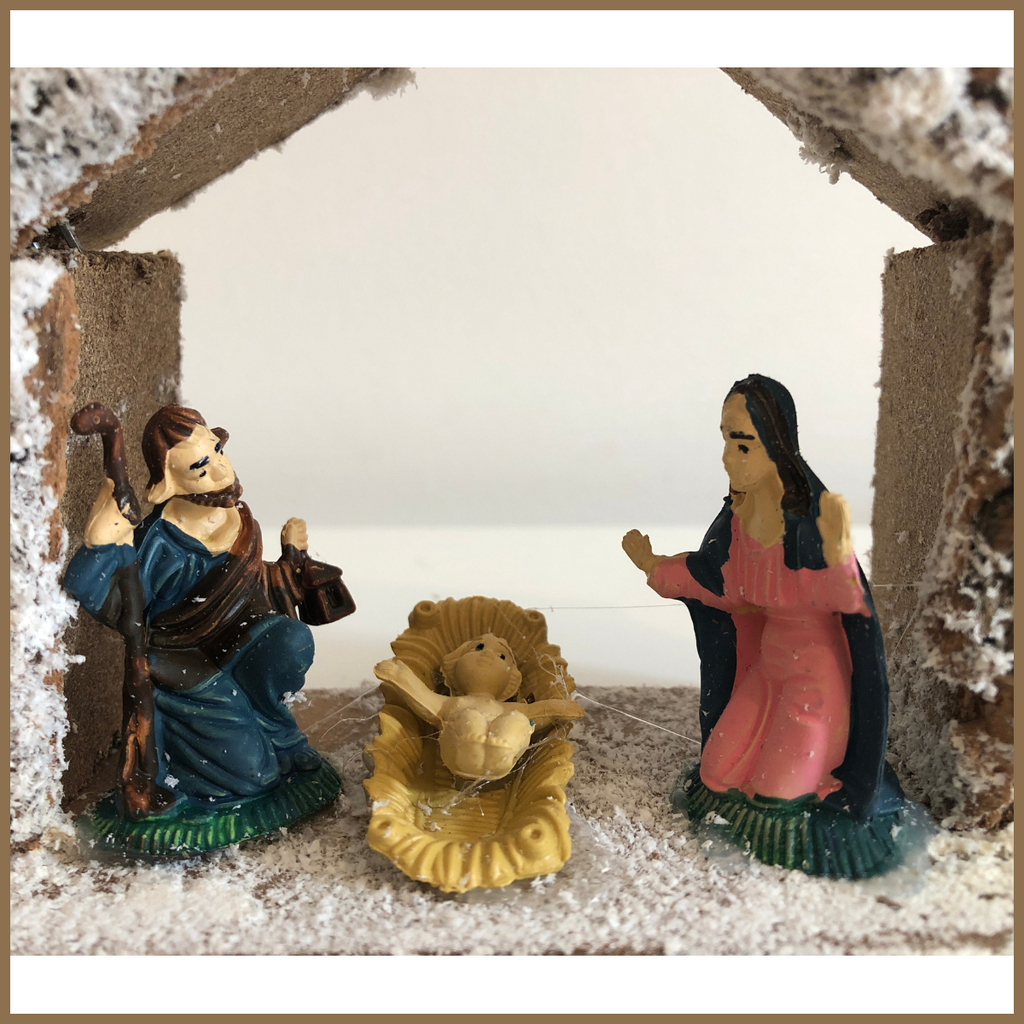 Capanna presepe artigianale natale nativita sacra famiglia decorazioni natalizie