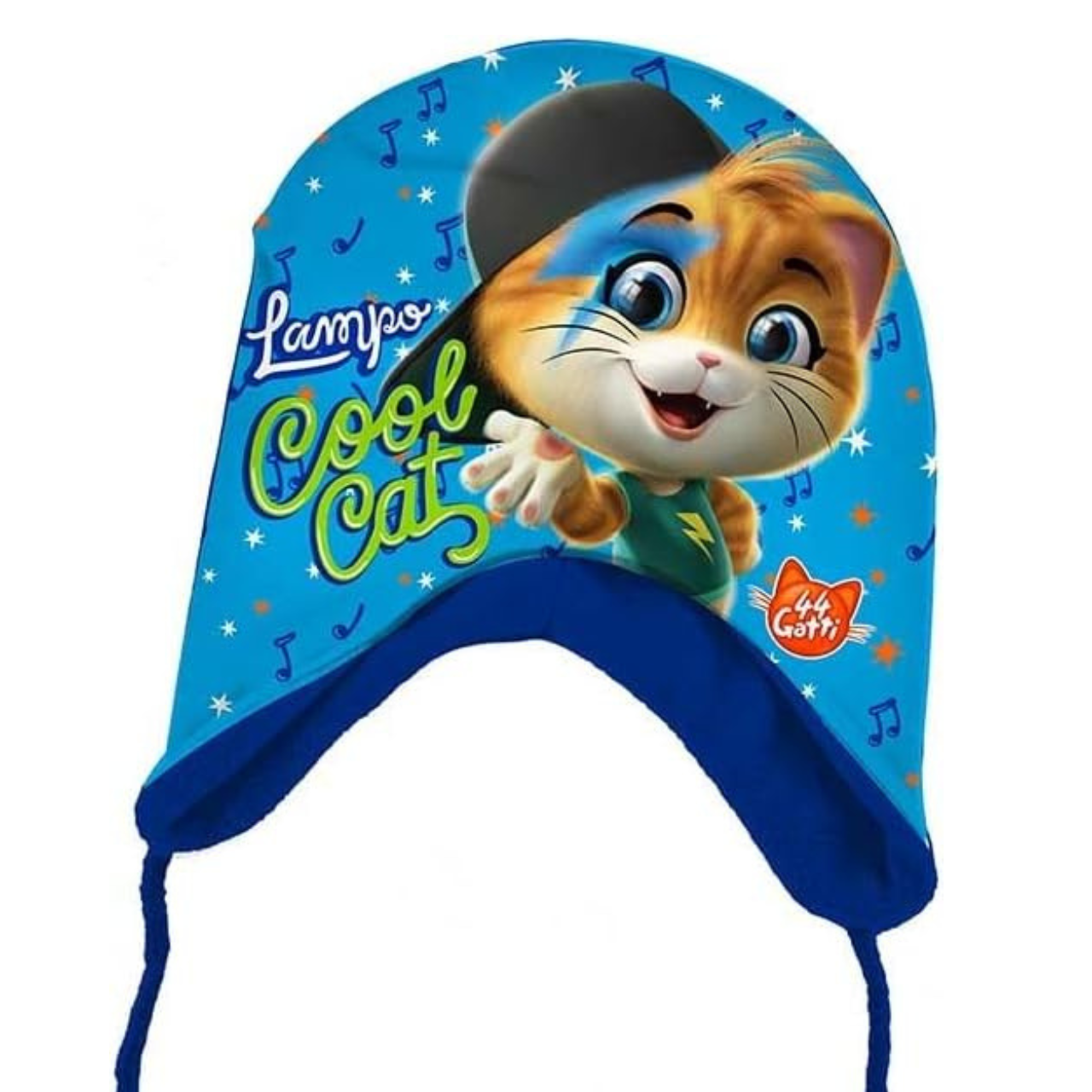 vendita di cappello in pile a tema 44 gatti colore celeste modello peruviano con paraorecchie online shoppinghome.it