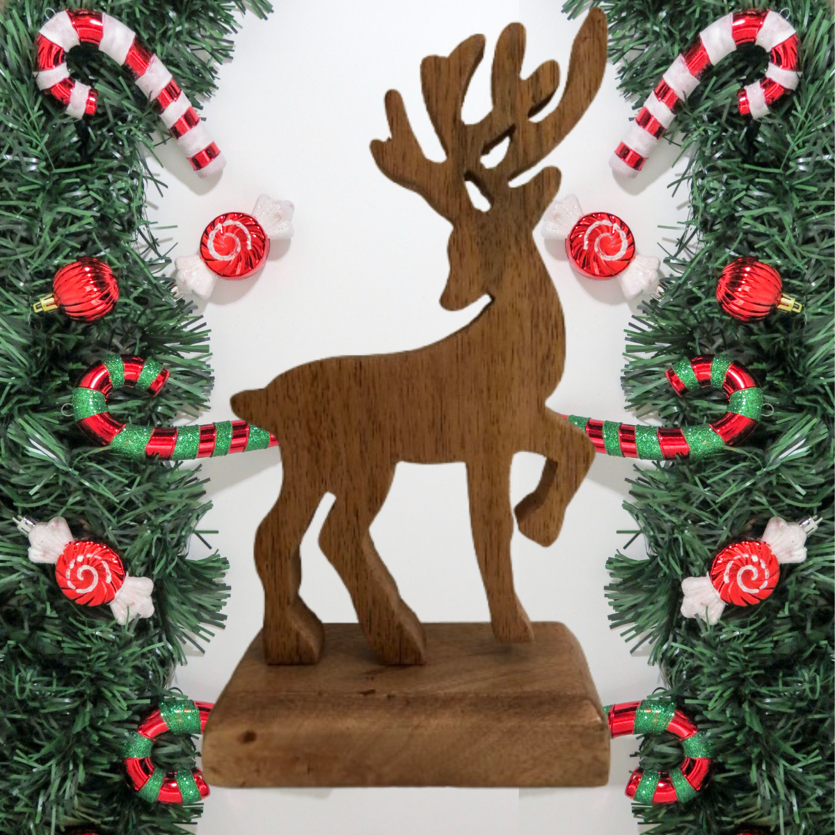 vendita di cervo in legno da 19 cm soprammobile idee regalo natalizie addobbi casa a tema natale online shoppinghome.it