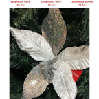 Set 12 fiori natalizi decorazioni per albero di natale Bianco e argento