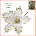 Fiori Set 12 pz Decorazioni per albero di natale addobbi Bianco e oro