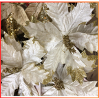Fiori Set 12 pz Decorazioni per albero di natale addobbi Bianco e oro