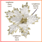 Fiori Set 12 pz Decorazioni per albero di natale addobbi Bianco e oro
