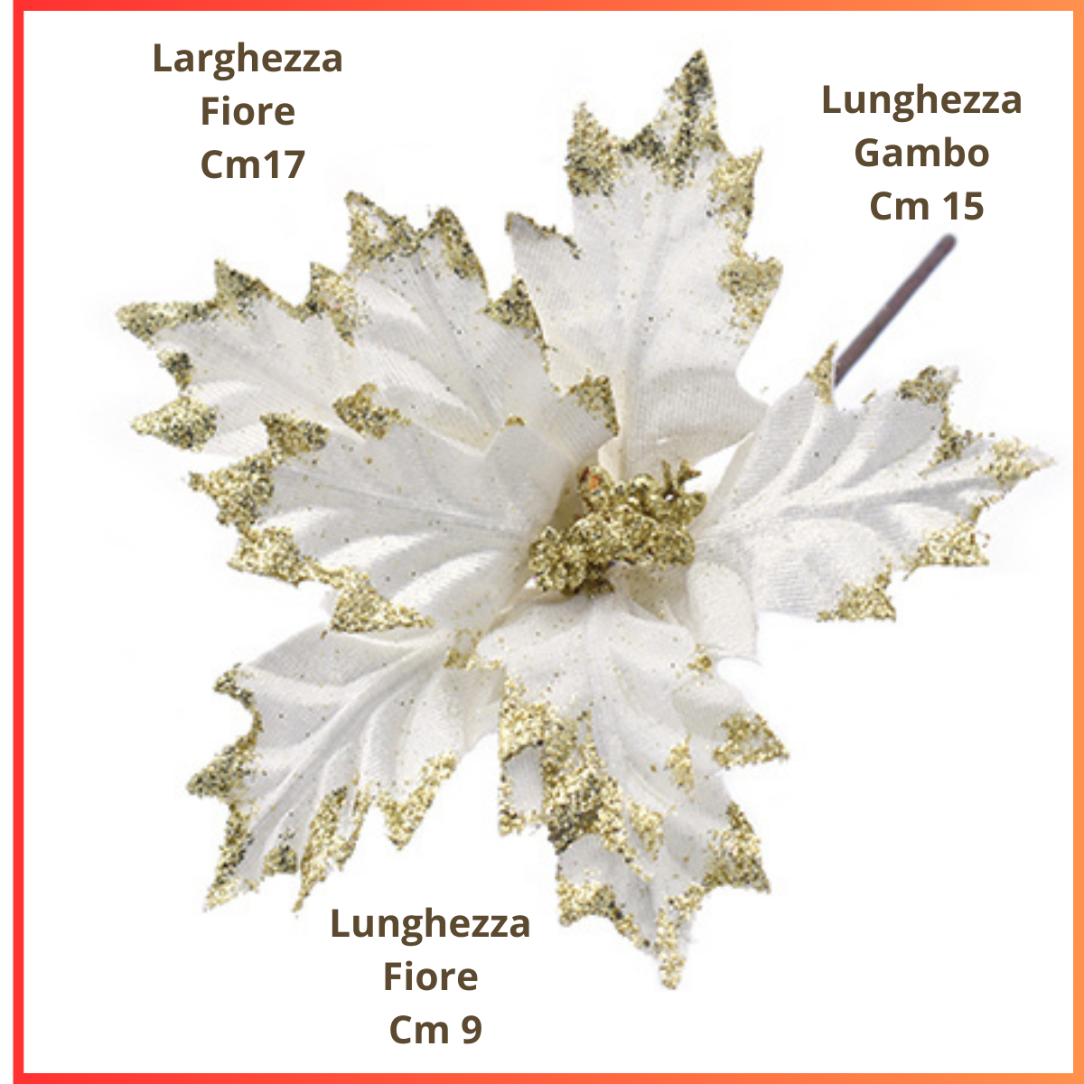 Fiori Set 12 pz Decorazioni per albero di natale addobbi Bianco e oro
