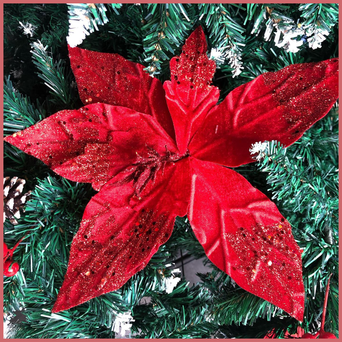 Fiori albero di Natale Rosso 5 pz Decorazioni natalizie vintage addobbi