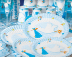 Piatti a tema nascita bambino benvenuto celeste 18 cm 8 pezzi in carta