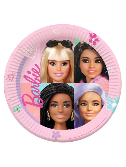 Piatti a tema barbie 23 cm 8 pezzi in carta originali