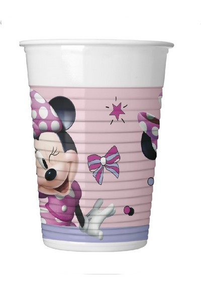 Bicchieri a tema minnie mouse topolina misura 200 ml 8 pezzi in carta originali disney