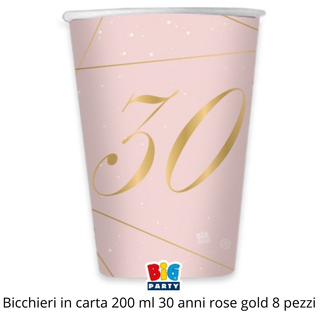 vendita di bicchieri in carta 30 anni rosa gold shoppinghome.it