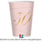 vendita di bicchieri in carta 30 anni rosa gold shoppinghome.it