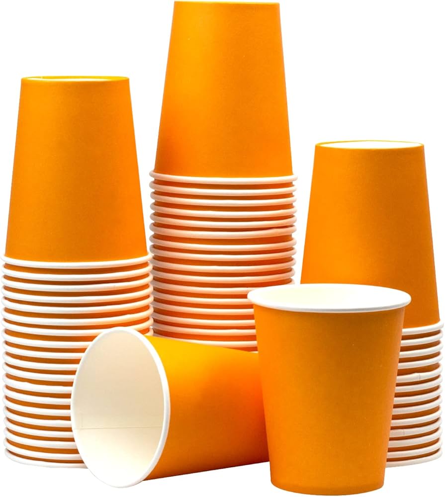 Bicchieri di carta colorati Arancione ideali per party e feste 200ml 25 pezzi