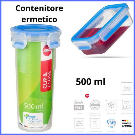 vendita online di emsa clip close 500ml graduato ermetico cilindrico con descrizione e simboli shoppinghome.it