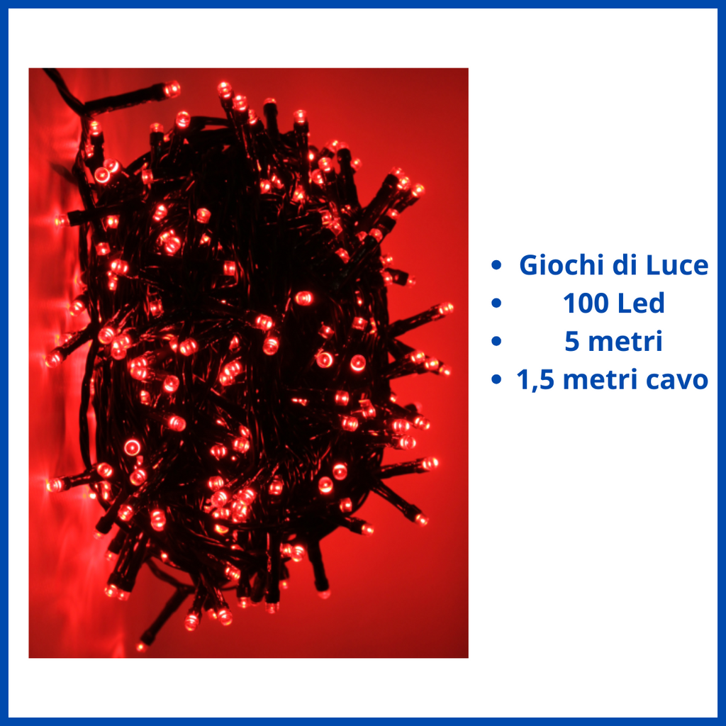 Luci di natale 100 led Rosso catena luminosa decorazioni natalizie albero e presepe