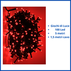 Luci di natale 100 led Rosso catena luminosa decorazioni natalizie albero e presepe