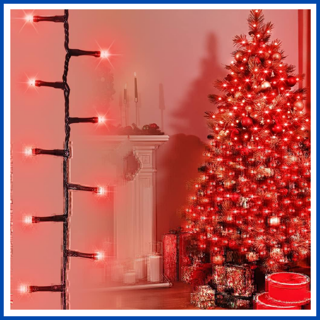 Luci di natale 100 led Rosso catena luminosa decorazioni natalizie albero e presepe