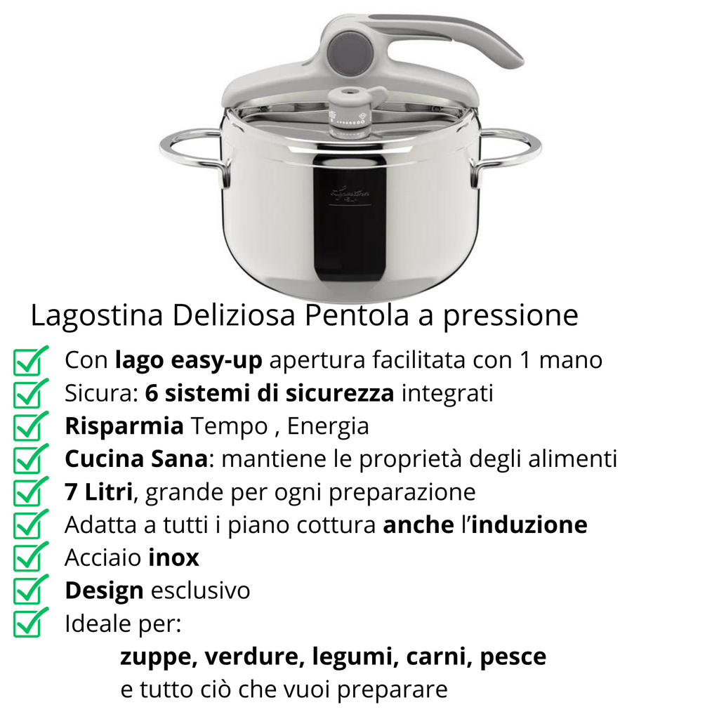 pentola a pressione 7 litri deliziosa con lagoeasyup lagostina 22cm vendita su shoppinghome.it