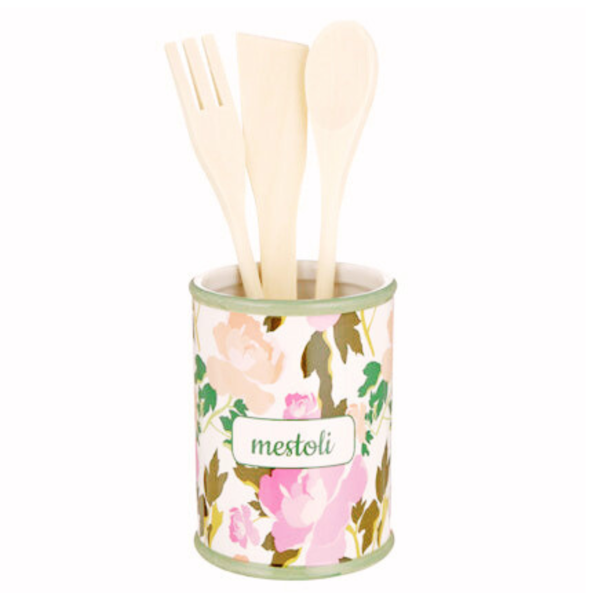 vendita di barattolo ceramica portamestoli con le rose on line su shoppinghome.it