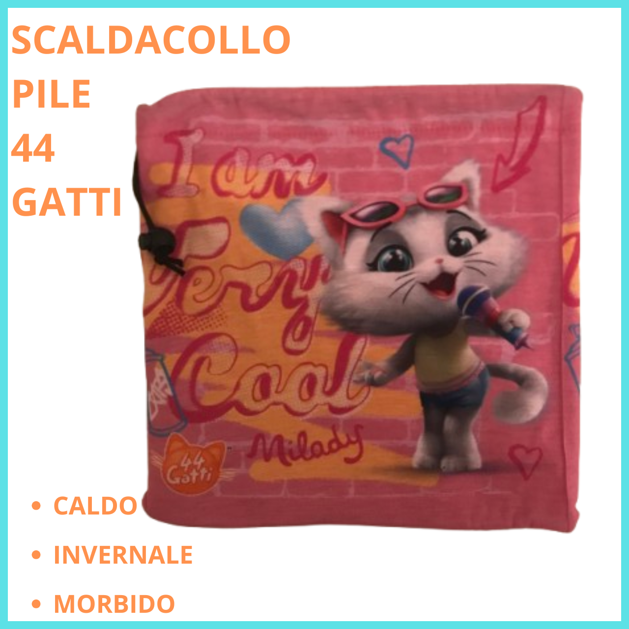 Scaldacollo Invernale da bambina 44 Gatti in pile con elastico regolabile