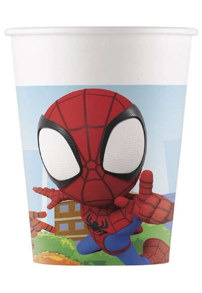 Bicchieri a tema spidey and his amazing friends misura 200 ml 8 pezzi in carta originali