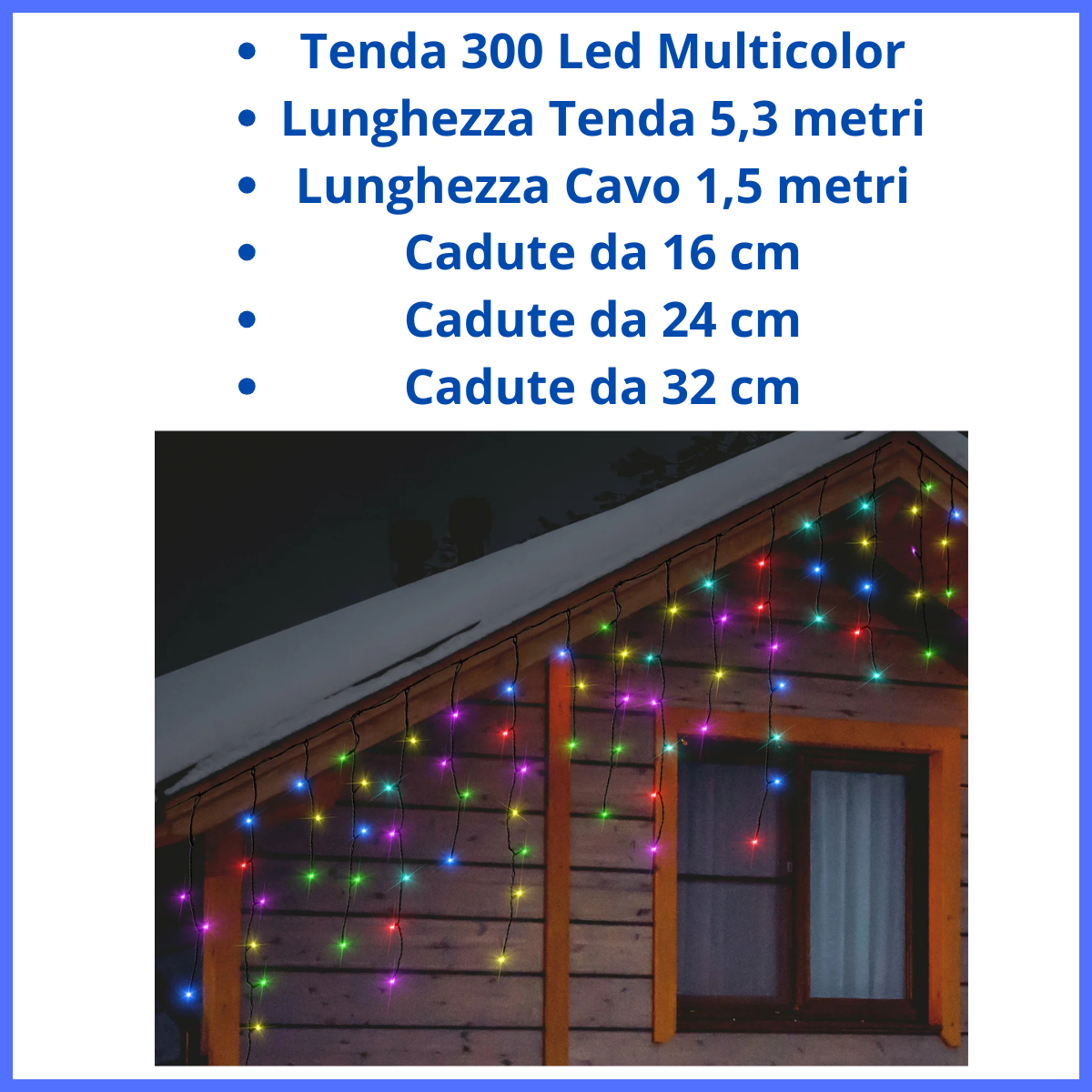 Luci di natale da esterno tenda 300 led multicolor catena luminosa decorazioni natalizie