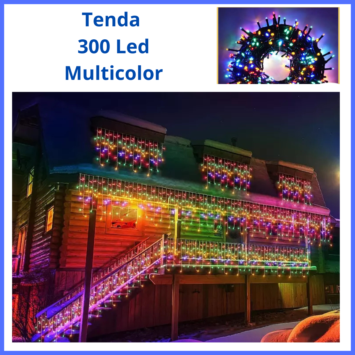Luci di natale da esterno tenda 300 led multicolor catena luminosa decorazioni natalizie