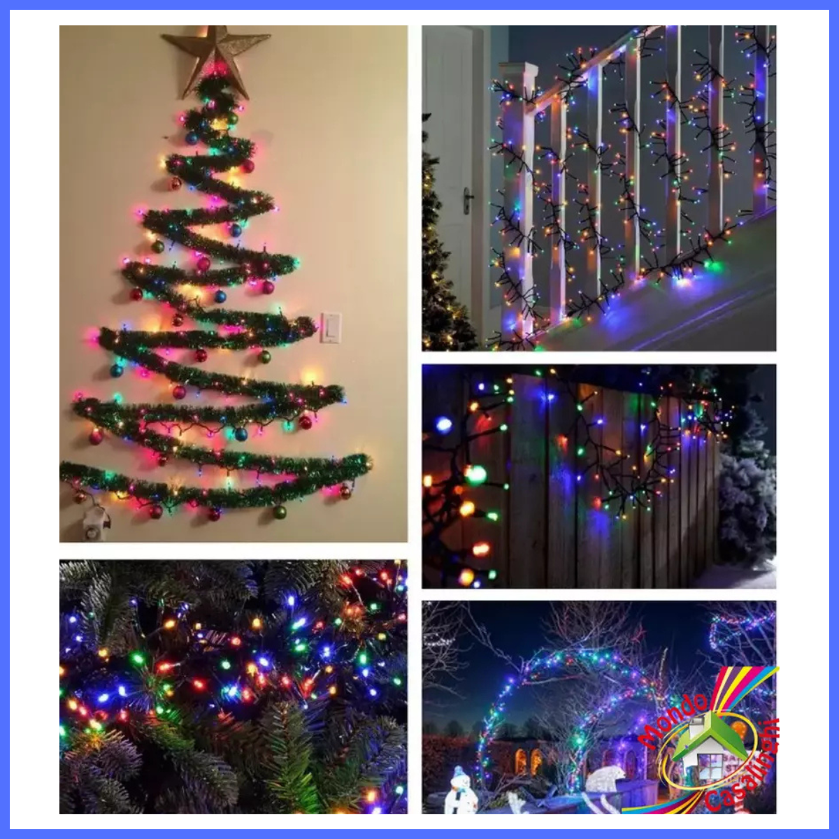 Luci di natale da esterno tenda 300 led multicolor catena luminosa decorazioni natalizie