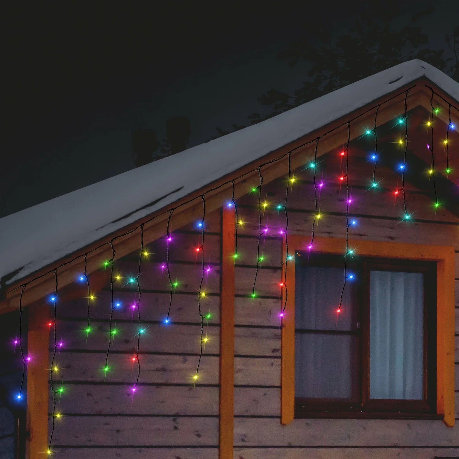 Luci di natale da esterno tenda 300 led multicolor catena luminosa decorazioni natalizie
