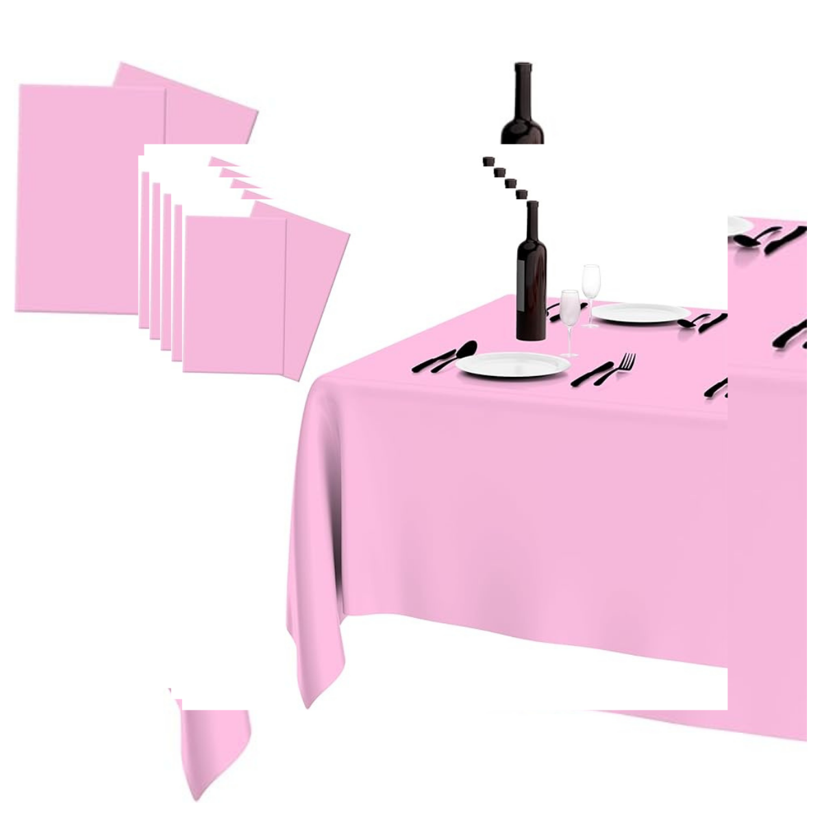 Tovaglia tinta unita colore Rosa misura 137x274 cm in plastica