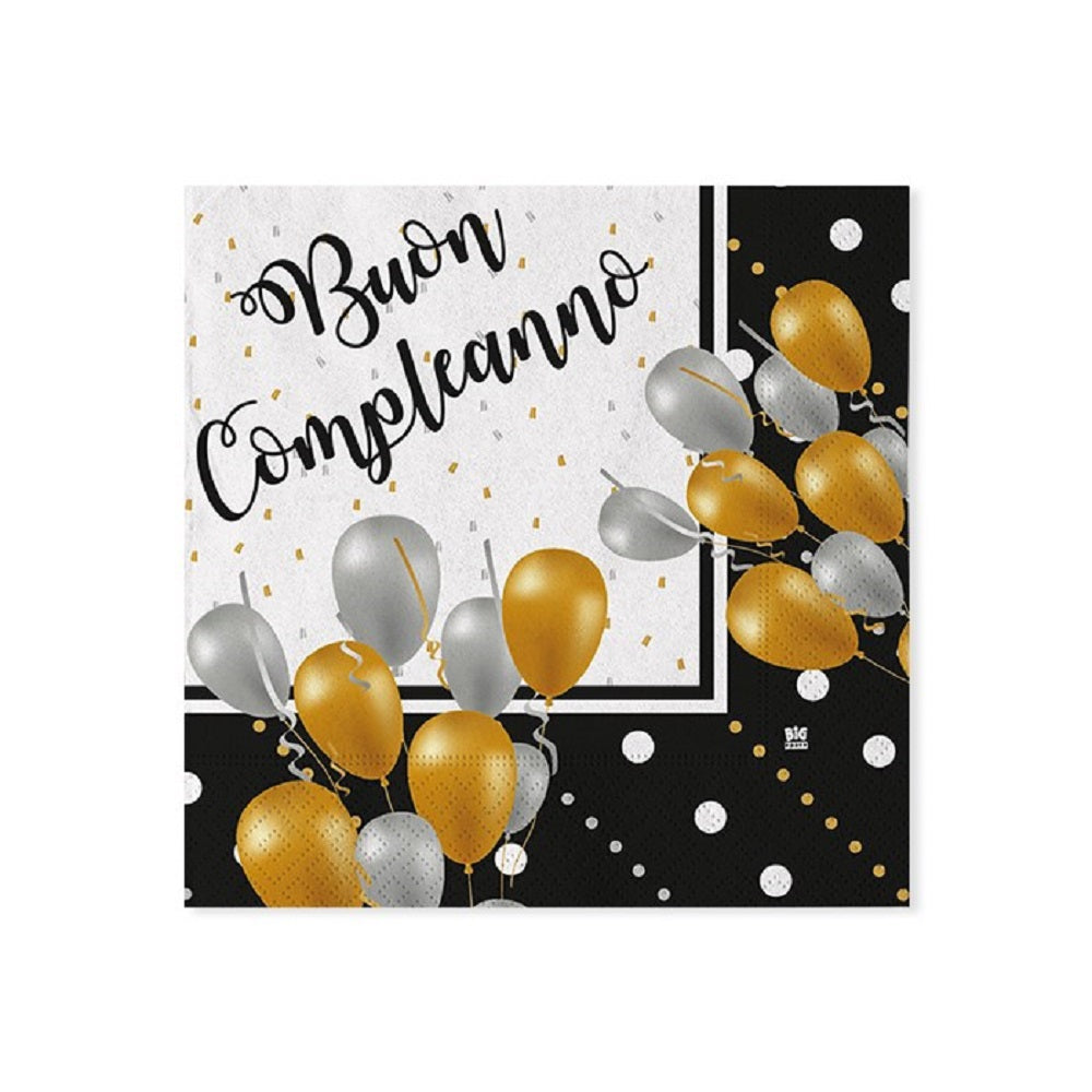 vendita di tovaglioli buon compleanno neri shoppinghome.it