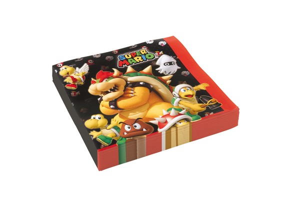 Tovaglioli a tema super mario bros 33x33 cm 20 pezzi originali